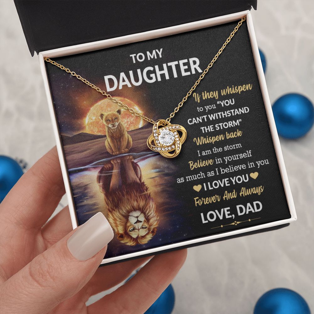 Daughter Lion Storm Whisper Love Knot Necklace