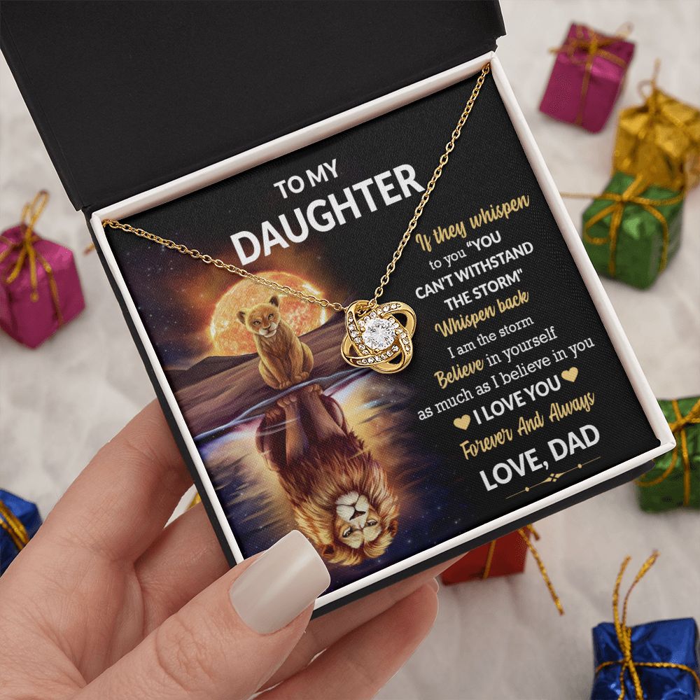 Daughter Lion Storm Whisper Love Knot Necklace