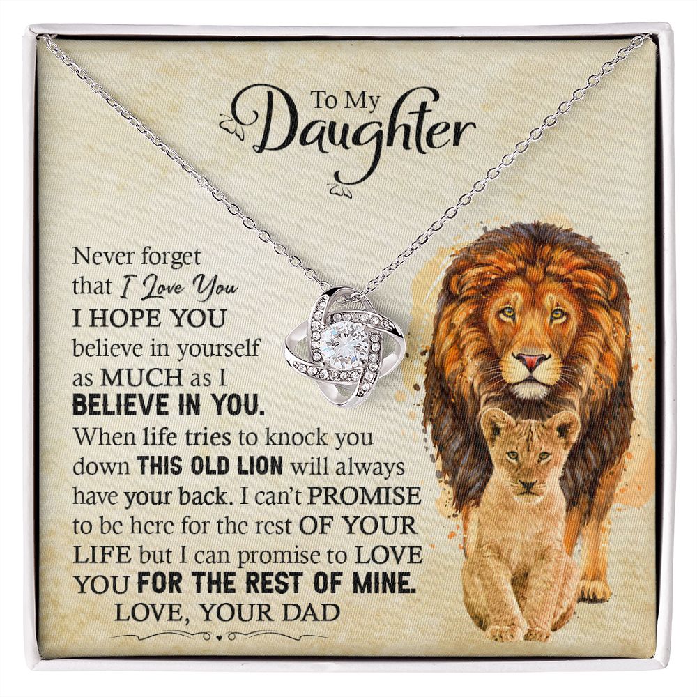Daughter Dad Old Lion Promise Love Knot Necklace