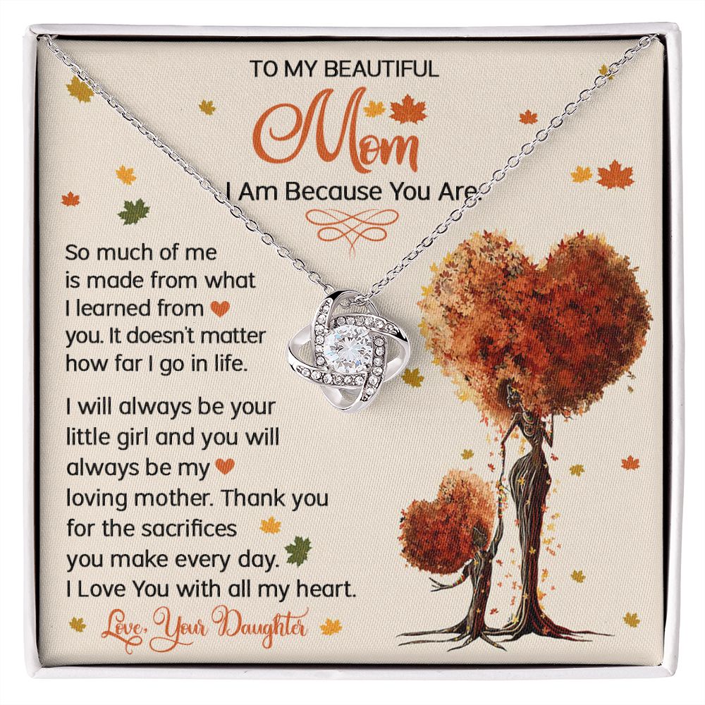Mom Daughter I AM Love Knot Necklace