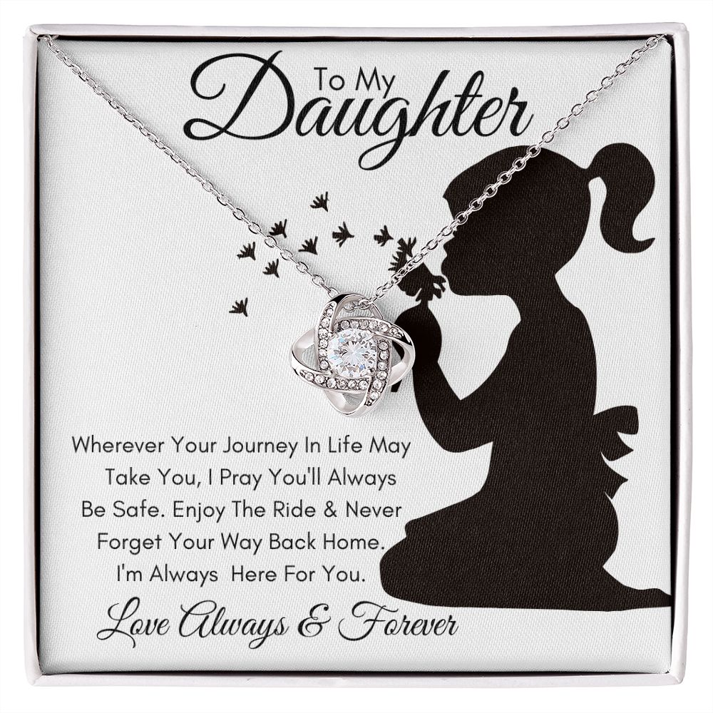 Daughter Silhouette Journey / Love Knot Necklace