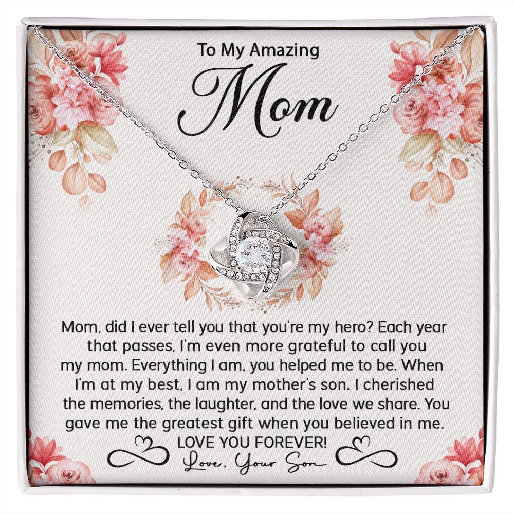 Mom Son My Hero Love Knot Necklace