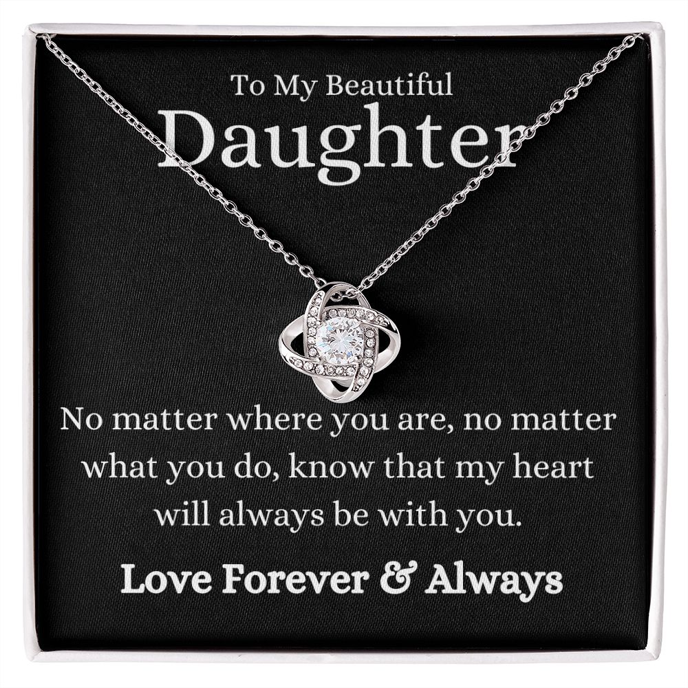 Beautiful Daughter No Matter What Black Love Knot Necklace
