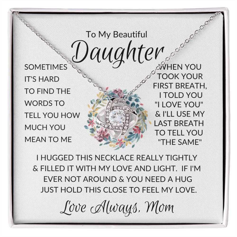 Beautiful Daughter Flower Ring Love Knot Necklace