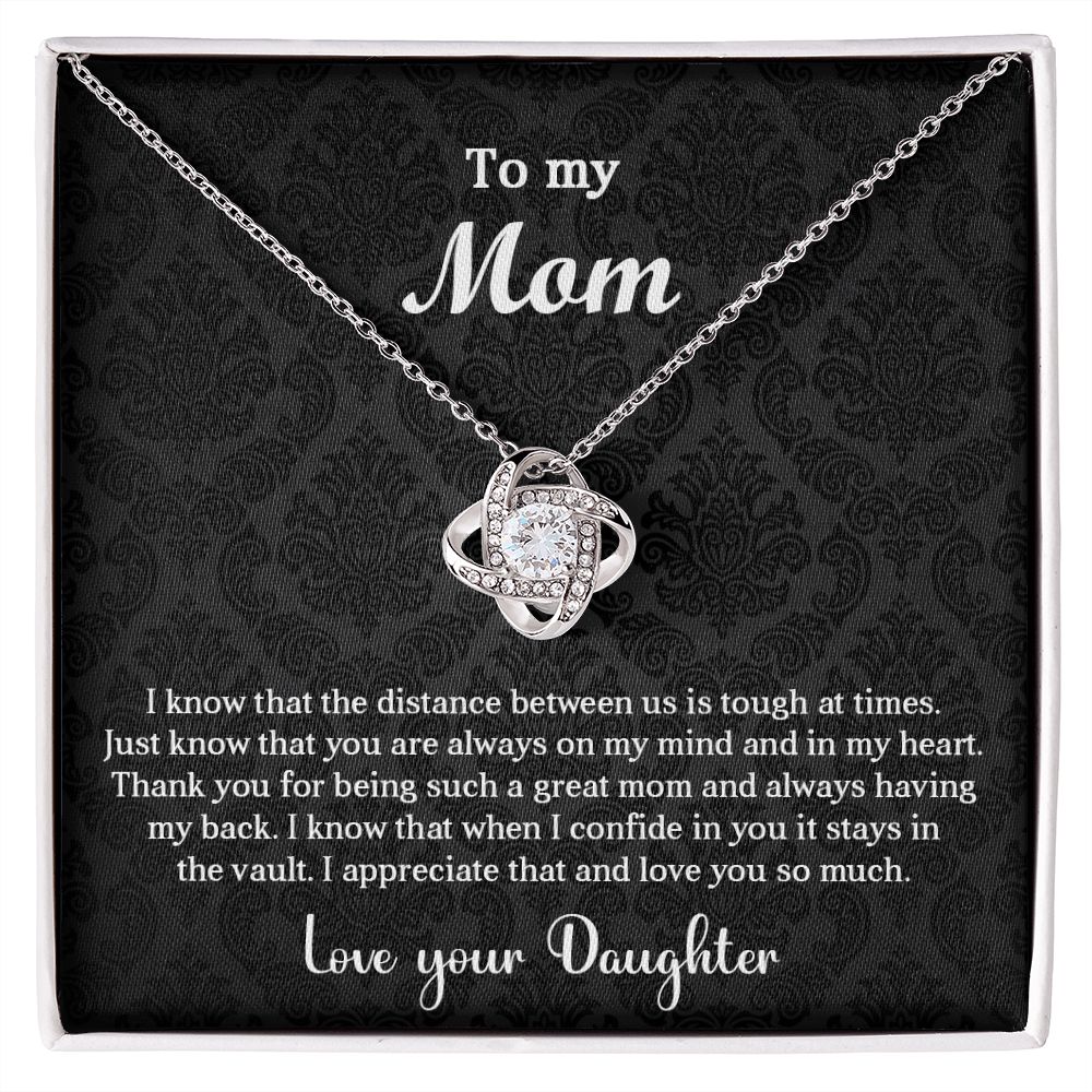 Mom Daughter Distance Love Knot Necklace