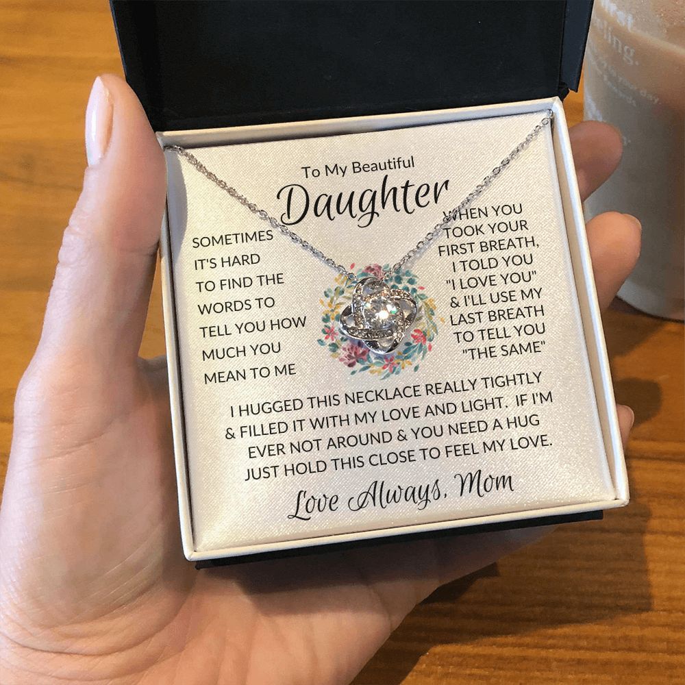 Beautiful Daughter Flower Ring Love Knot Necklace