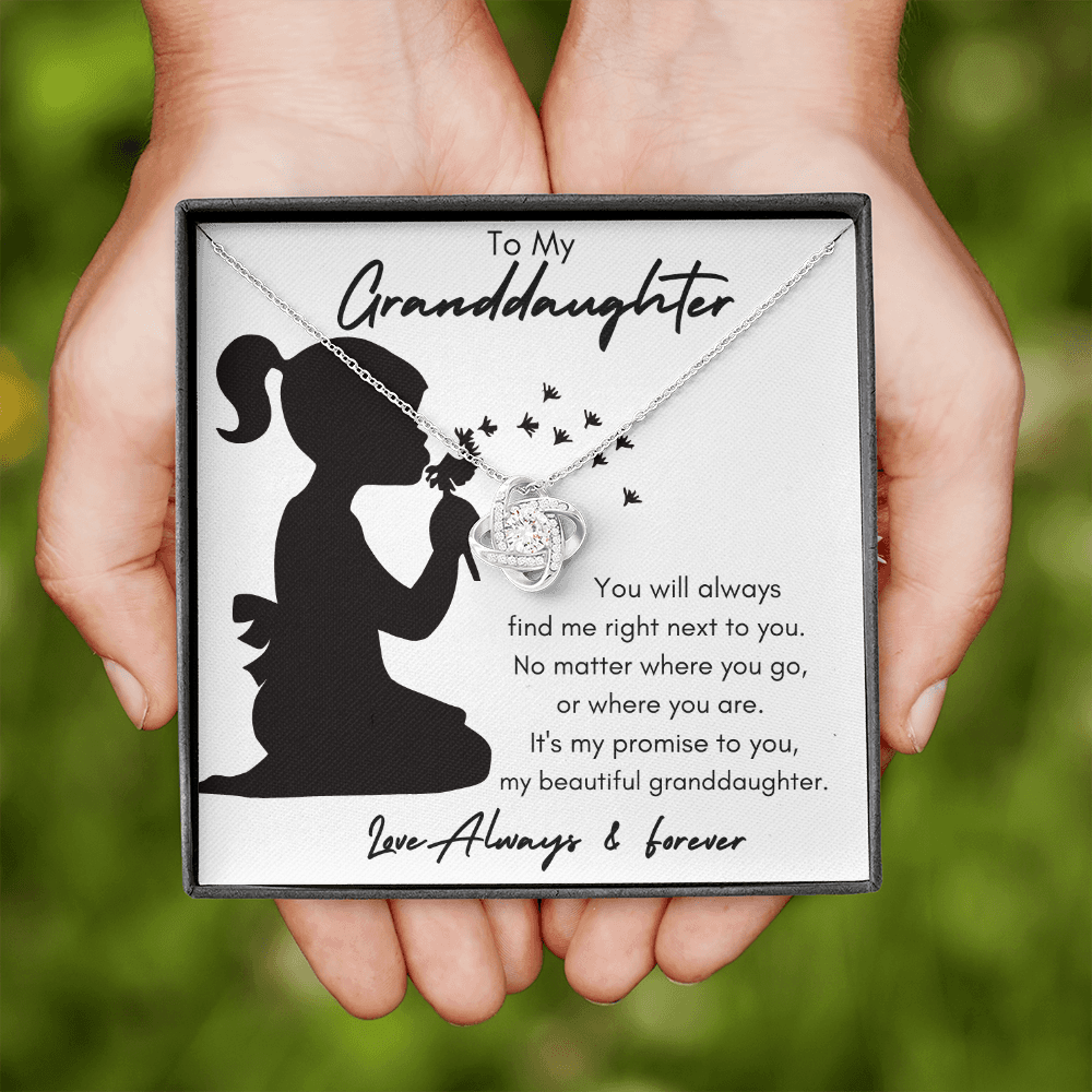 My Granddaughter Silhouette / Love Knot Necklace