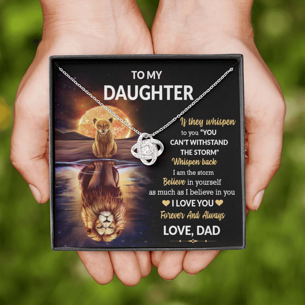 Daughter Lion Storm Whisper Love Knot Necklace