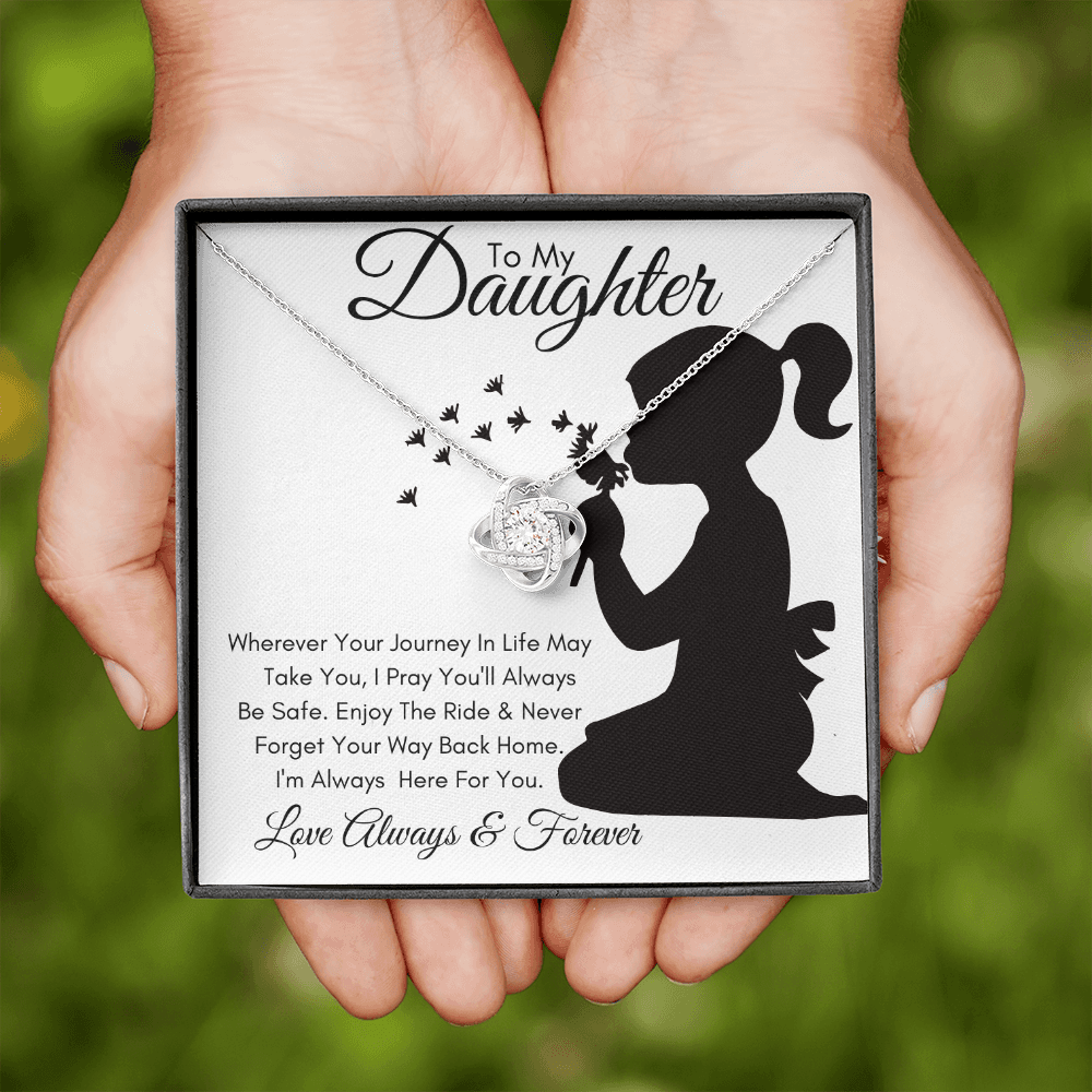 Daughter Silhouette Journey / Love Knot Necklace