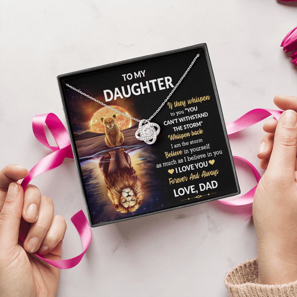 Daughter Lion Storm Whisper Love Knot Necklace