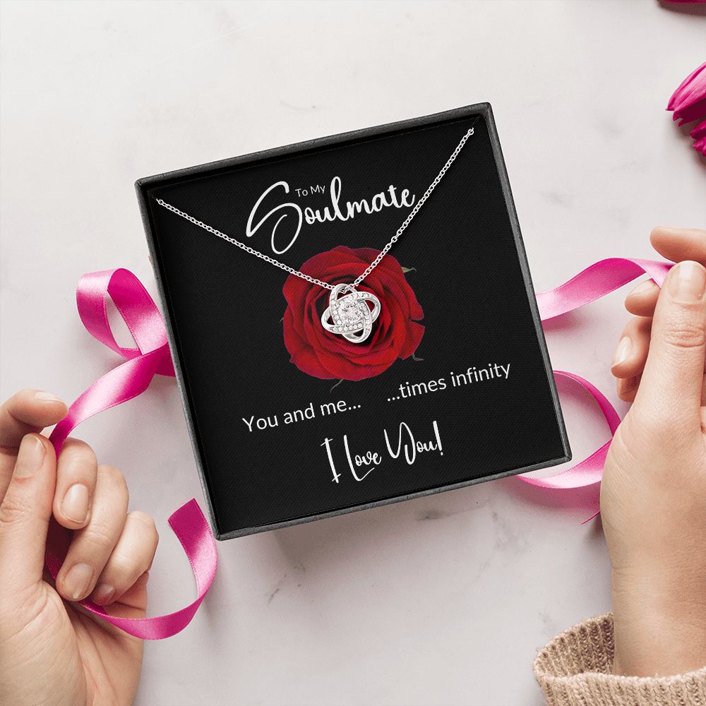 Soulmate Red Rose Infinity Love Knot Necklace