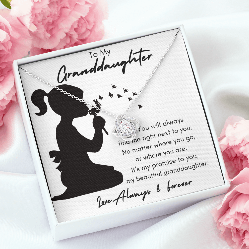 My Granddaughter Silhouette / Love Knot Necklace