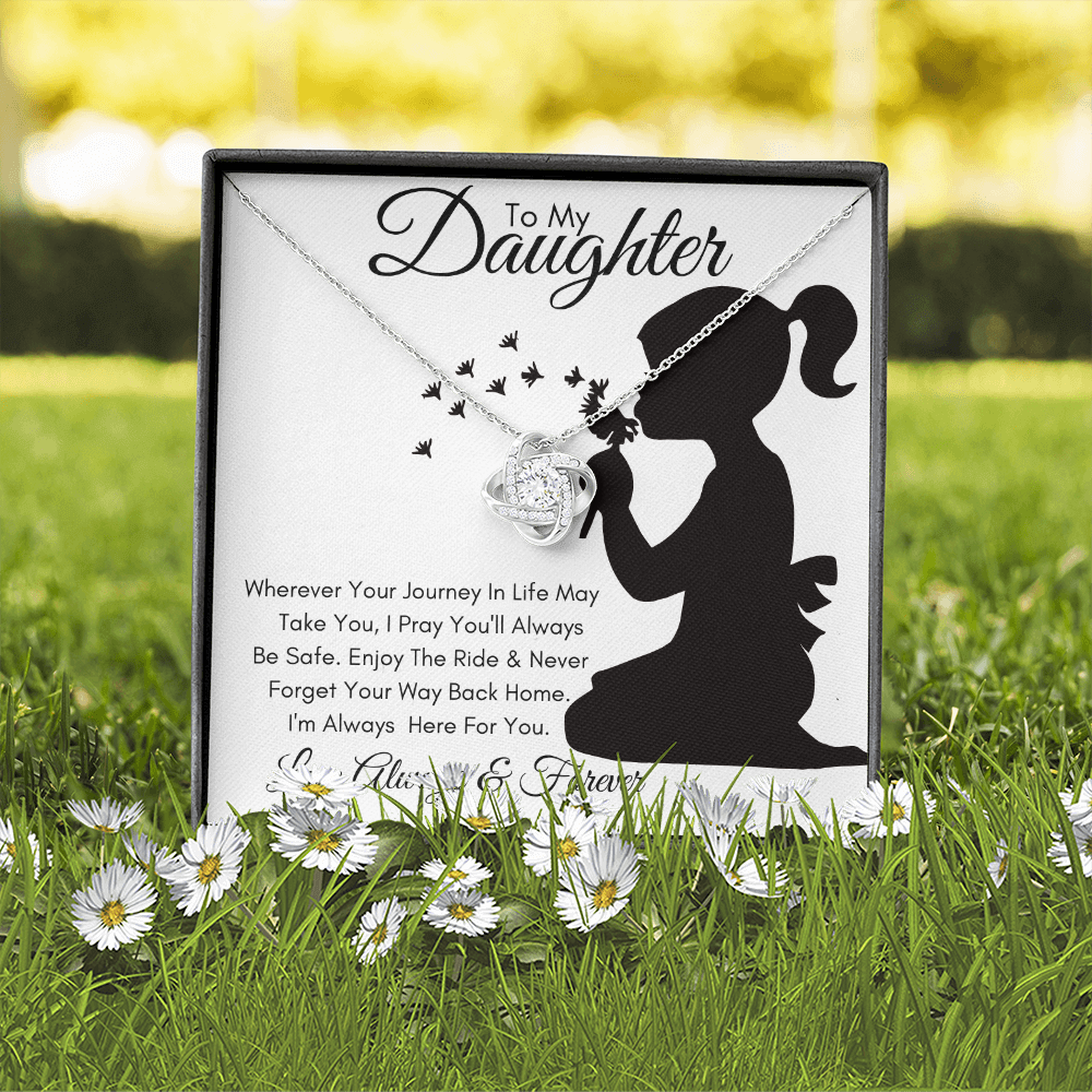 Daughter Silhouette Journey / Love Knot Necklace