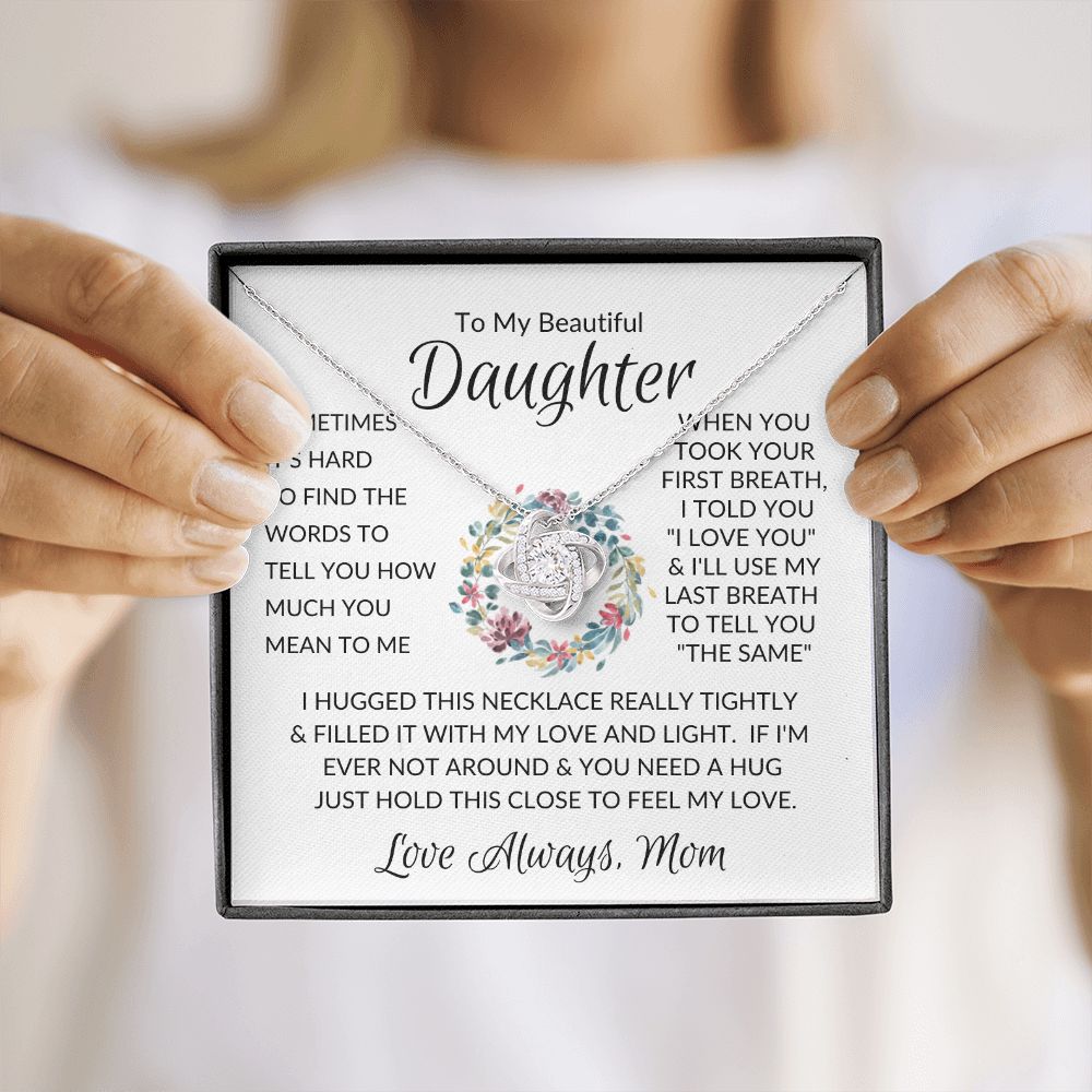 Beautiful Daughter Flower Ring Love Knot Necklace
