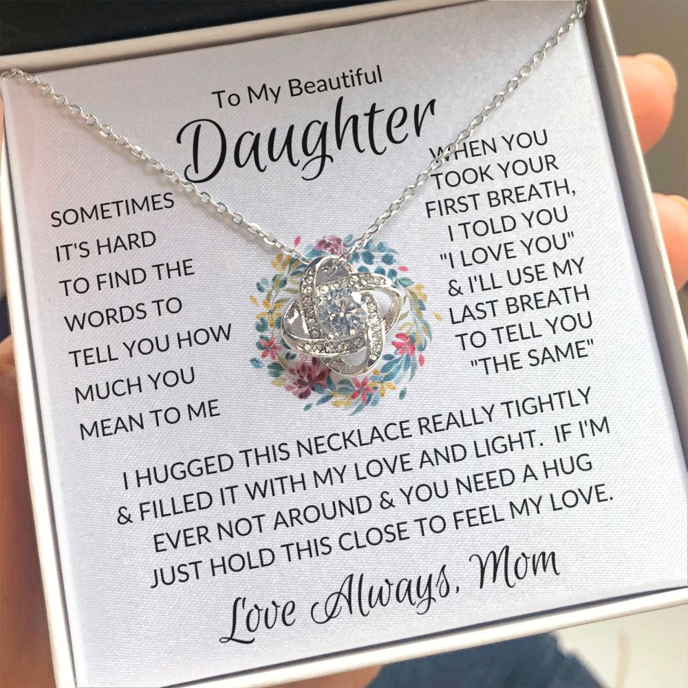 Beautiful Daughter Flower Ring Love Knot Necklace