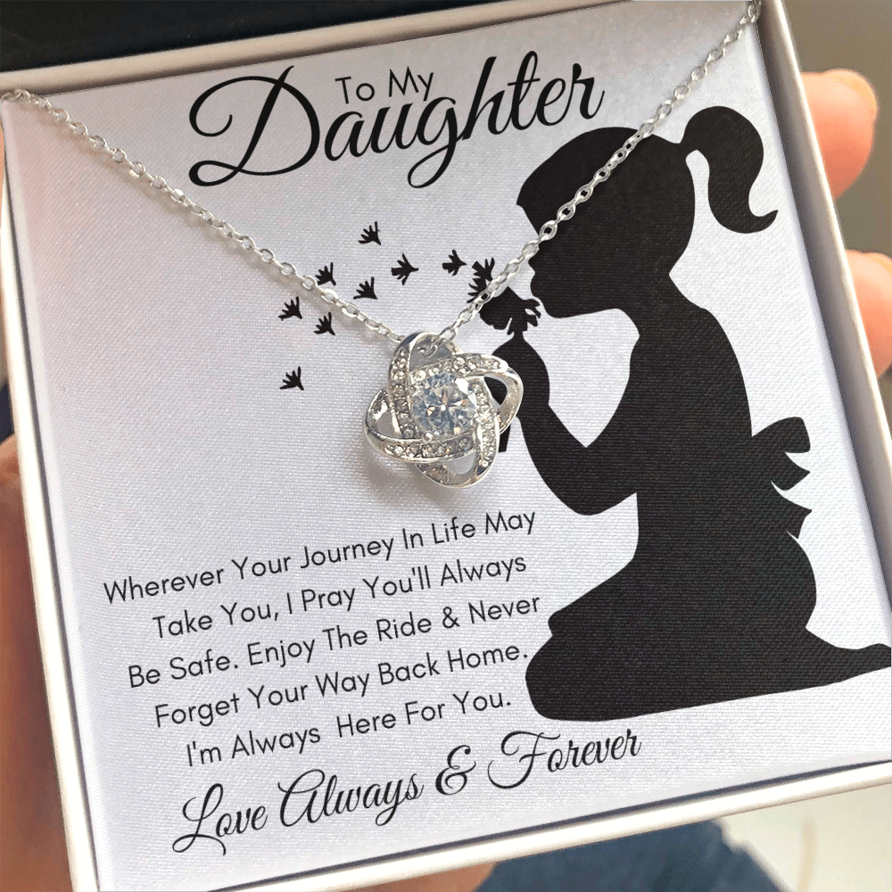 Daughter Silhouette Journey / Love Knot Necklace