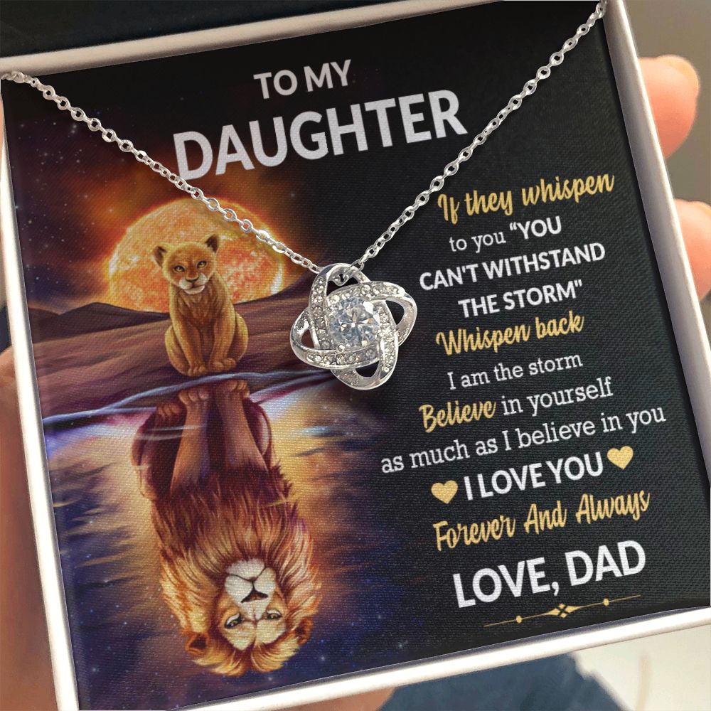 Daughter Lion Storm Whisper Love Knot Necklace