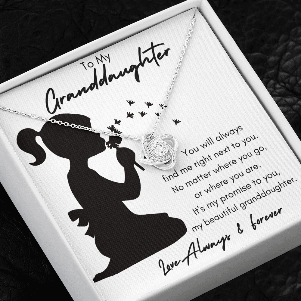 My Granddaughter Silhouette / Love Knot Necklace