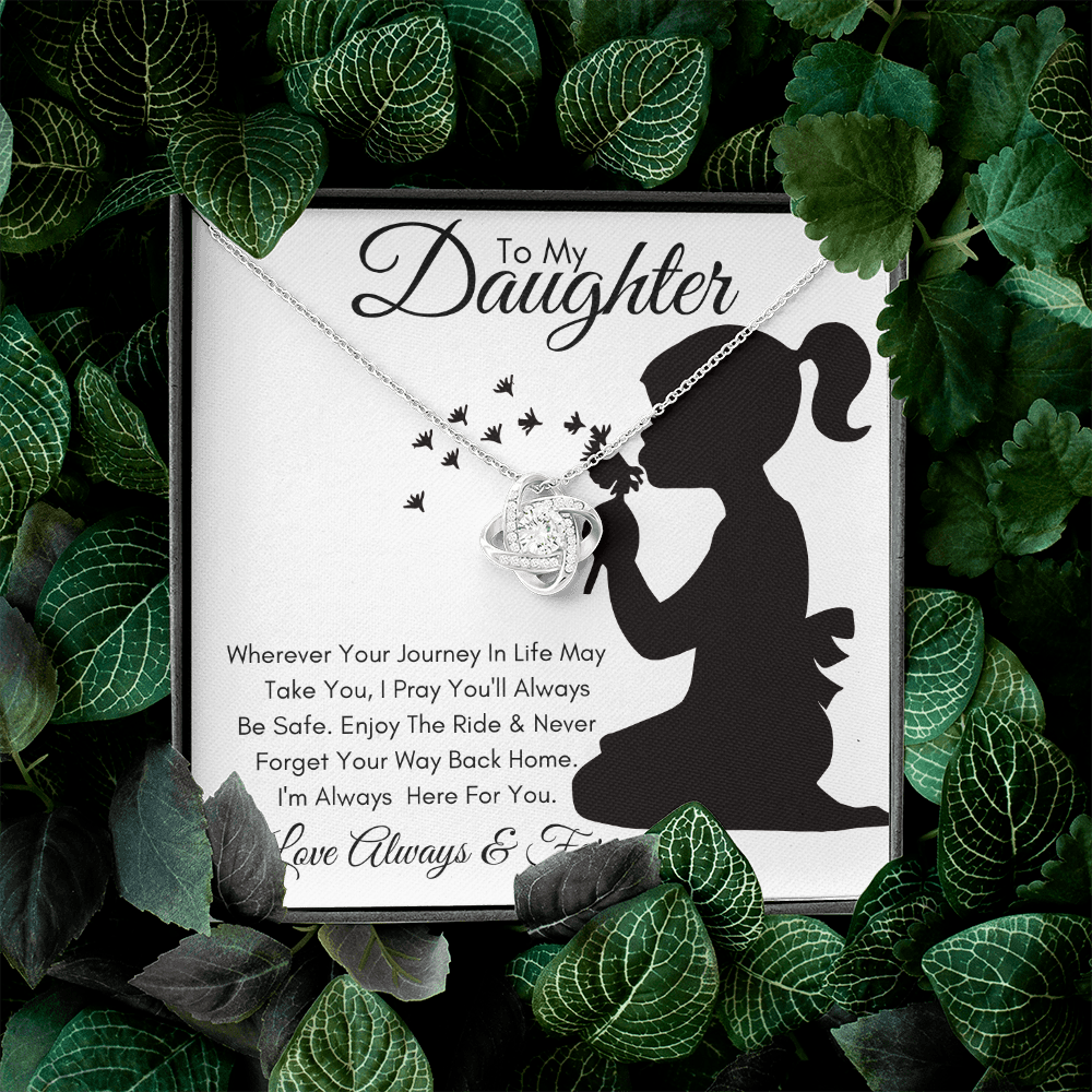 Daughter Silhouette Journey / Love Knot Necklace