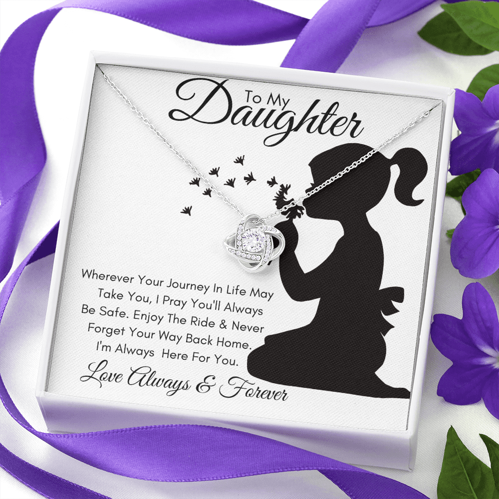 Daughter Silhouette Journey / Love Knot Necklace