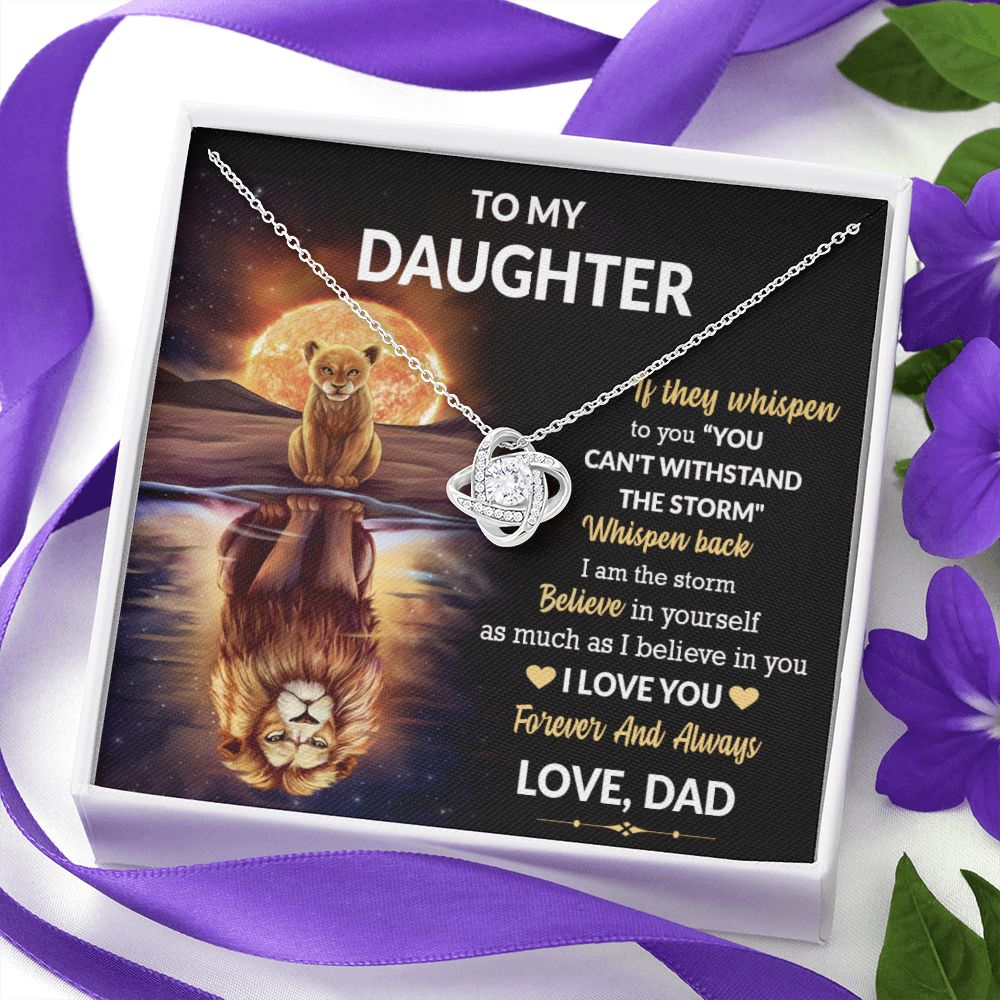 Daughter Lion Storm Whisper Love Knot Necklace