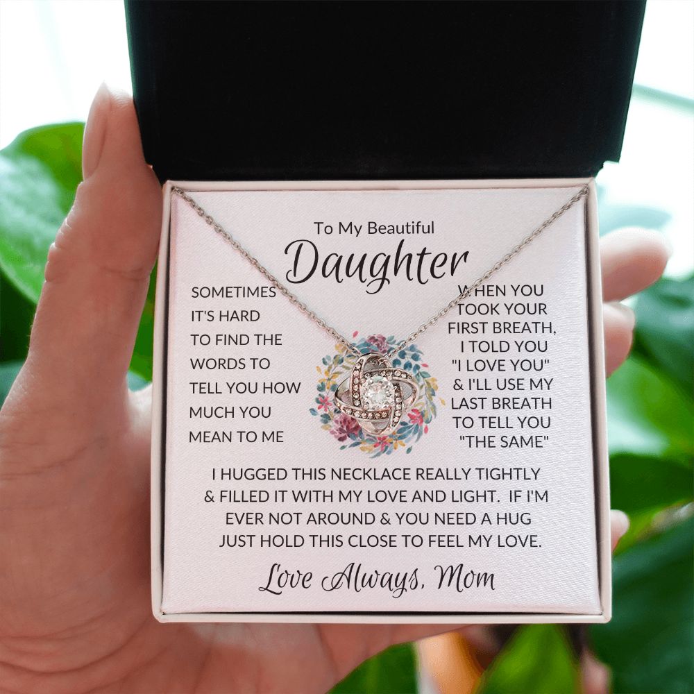 Beautiful Daughter Flower Ring Love Knot Necklace