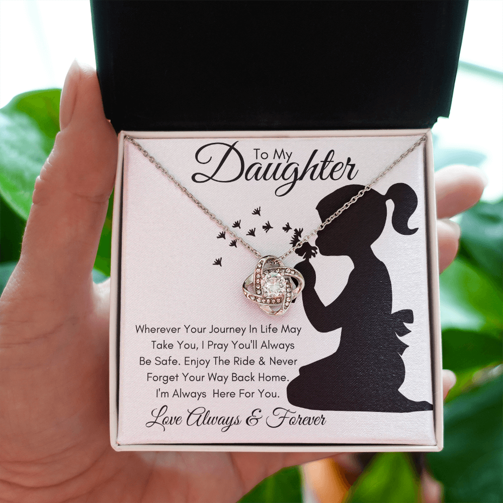 Daughter Silhouette Journey / Love Knot Necklace