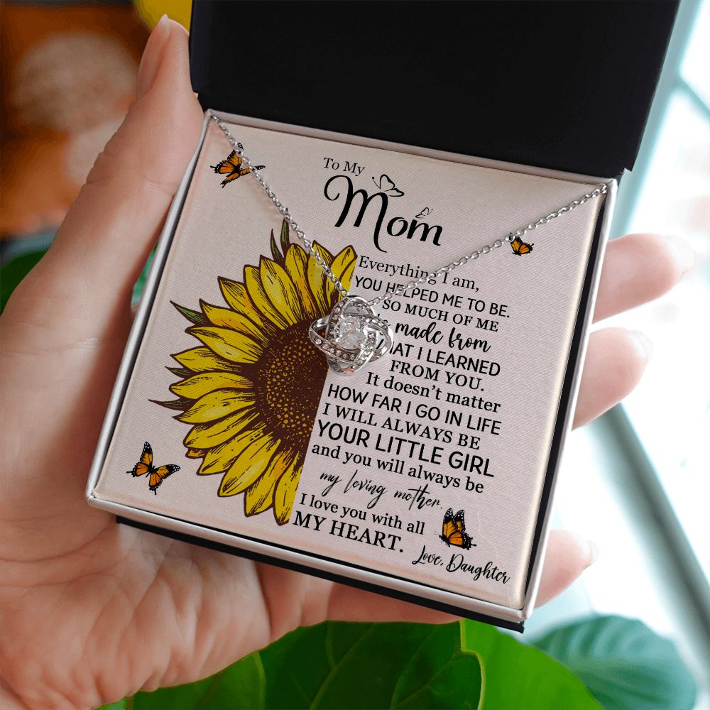 Mom Daughter Little Girl Sunflower Love Knot Necklace