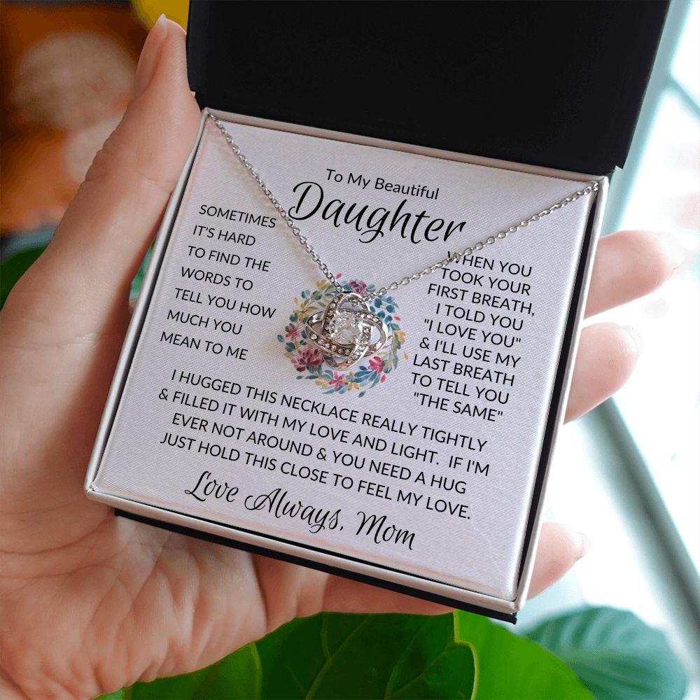 Beautiful Daughter Flower Ring Love Knot Necklace