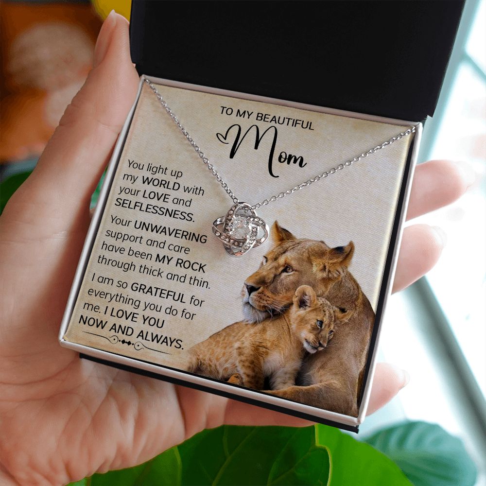 Mom Lioness My World Love Knot Necklace