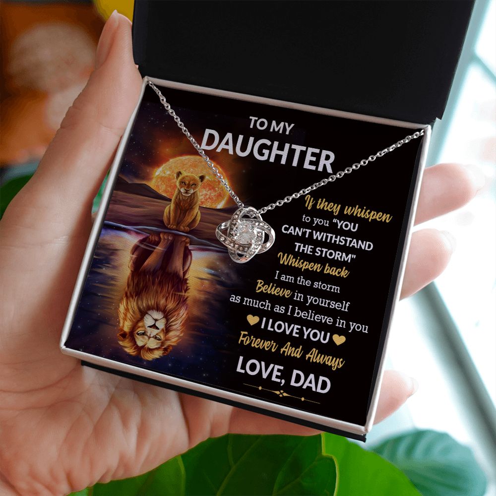 Daughter Lion Storm Whisper Love Knot Necklace