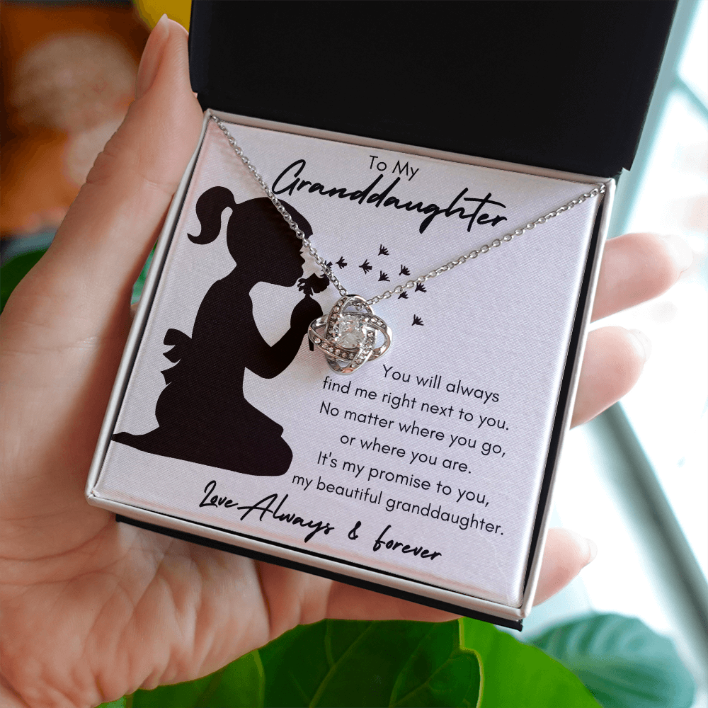 My Granddaughter Silhouette / Love Knot Necklace