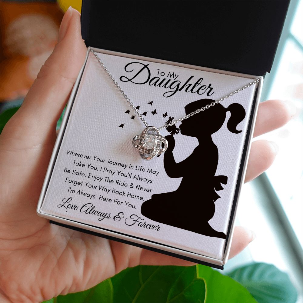 Daughter Silhouette Journey / Love Knot Necklace