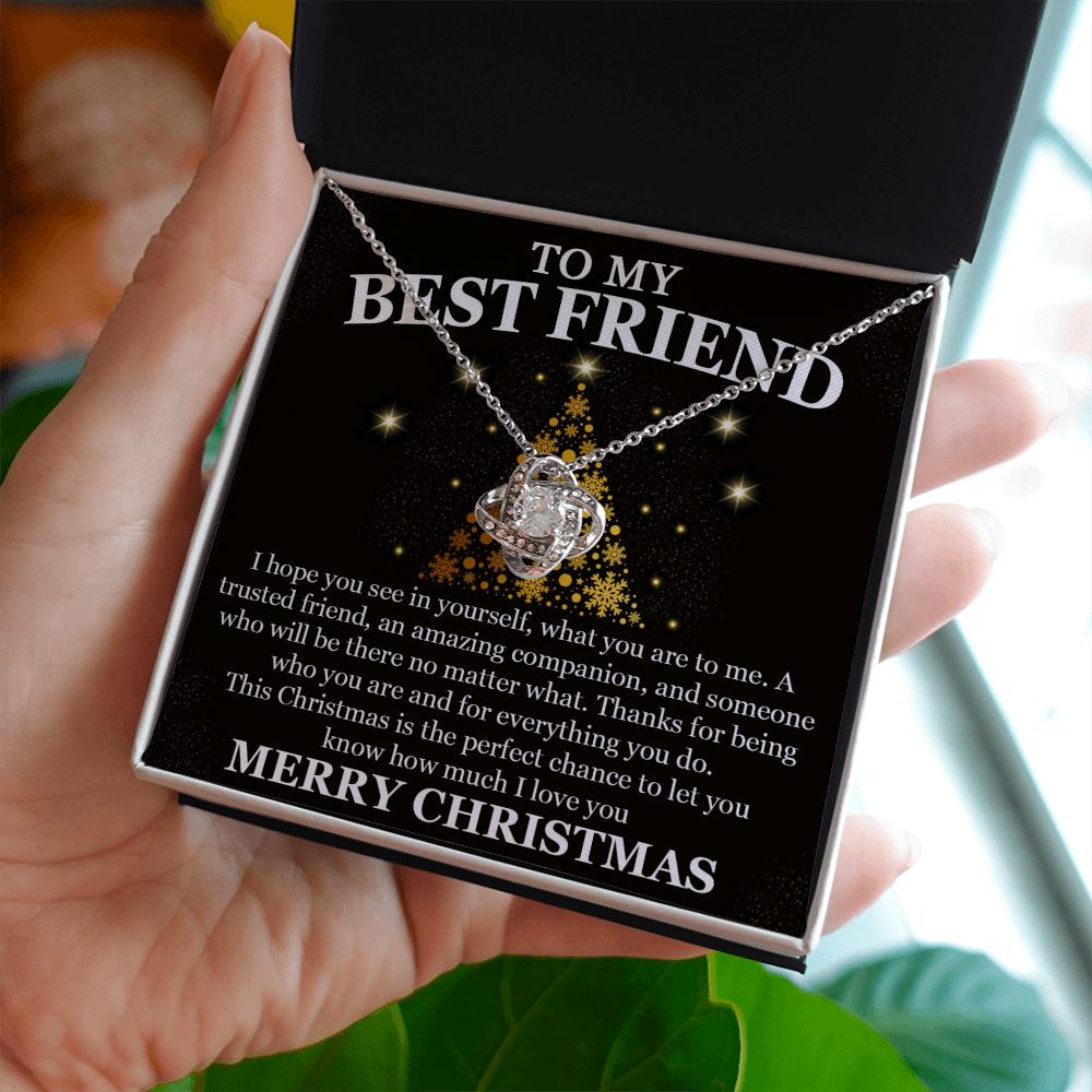 Best Friend Gold XMAS Tree Love Knot Necklace