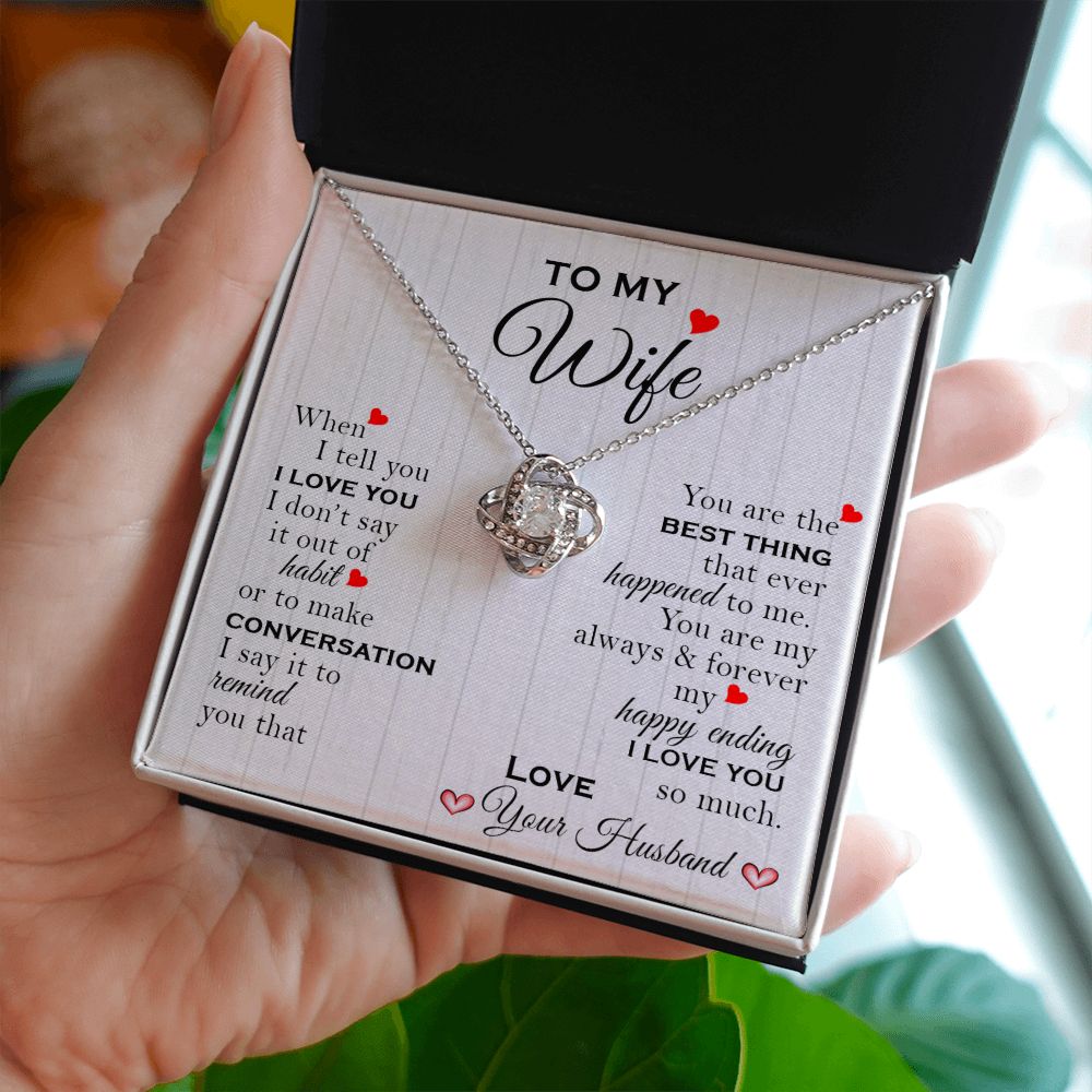 Wife Best Thing Red Hearts Love Knot Necklace