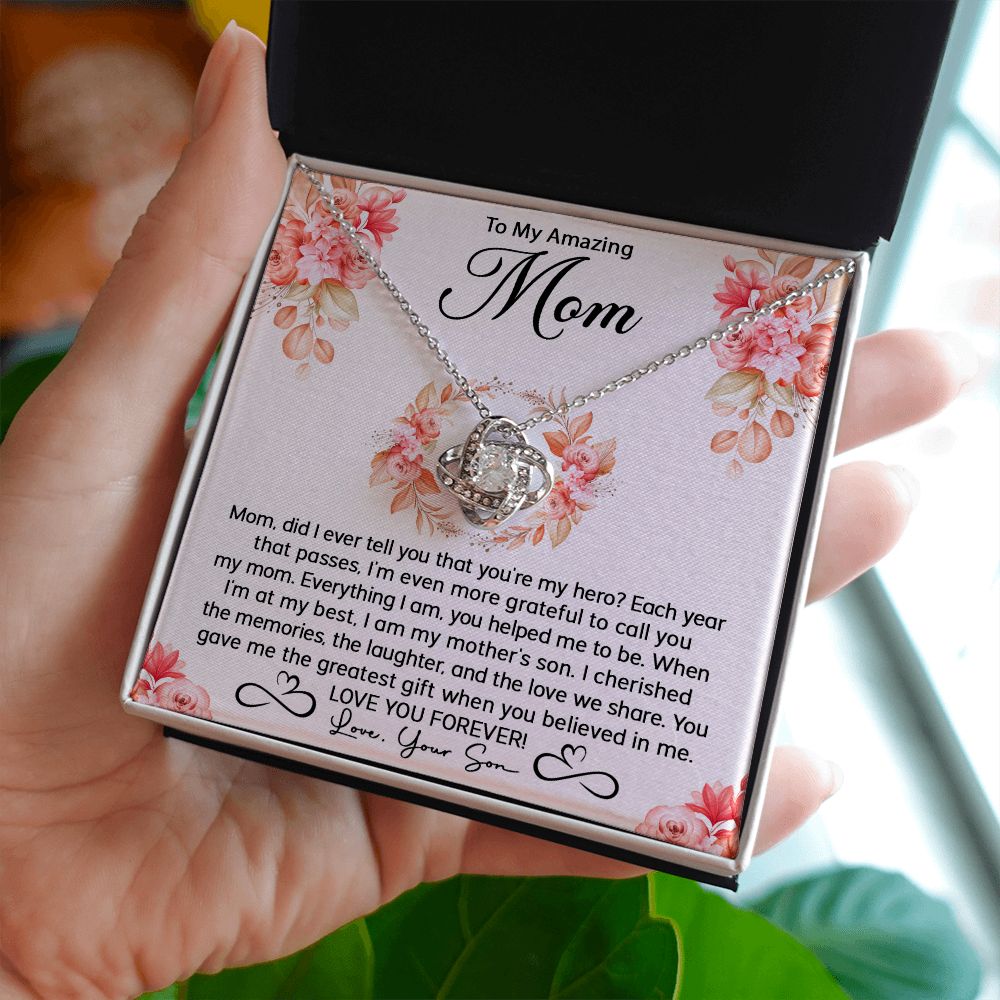 Mom Son My Hero Love Knot Necklace