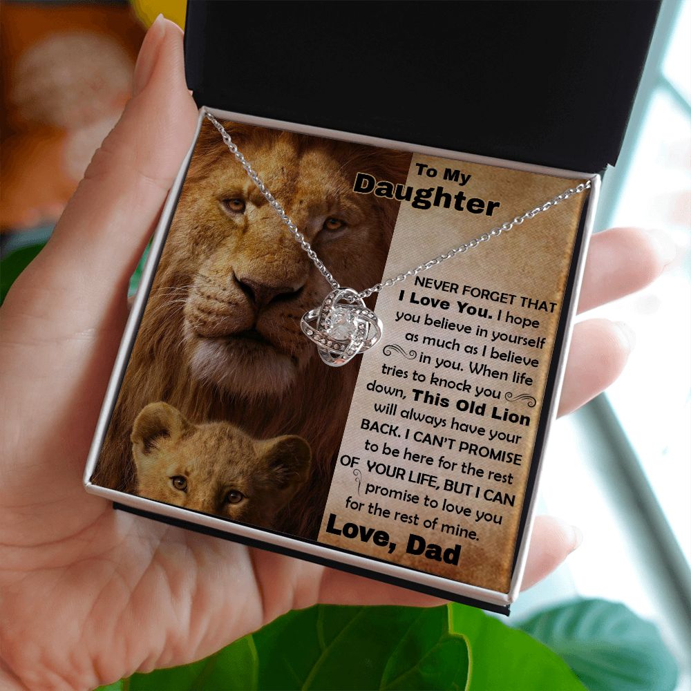 Daughter Old Lion Back Love Knot Necklace