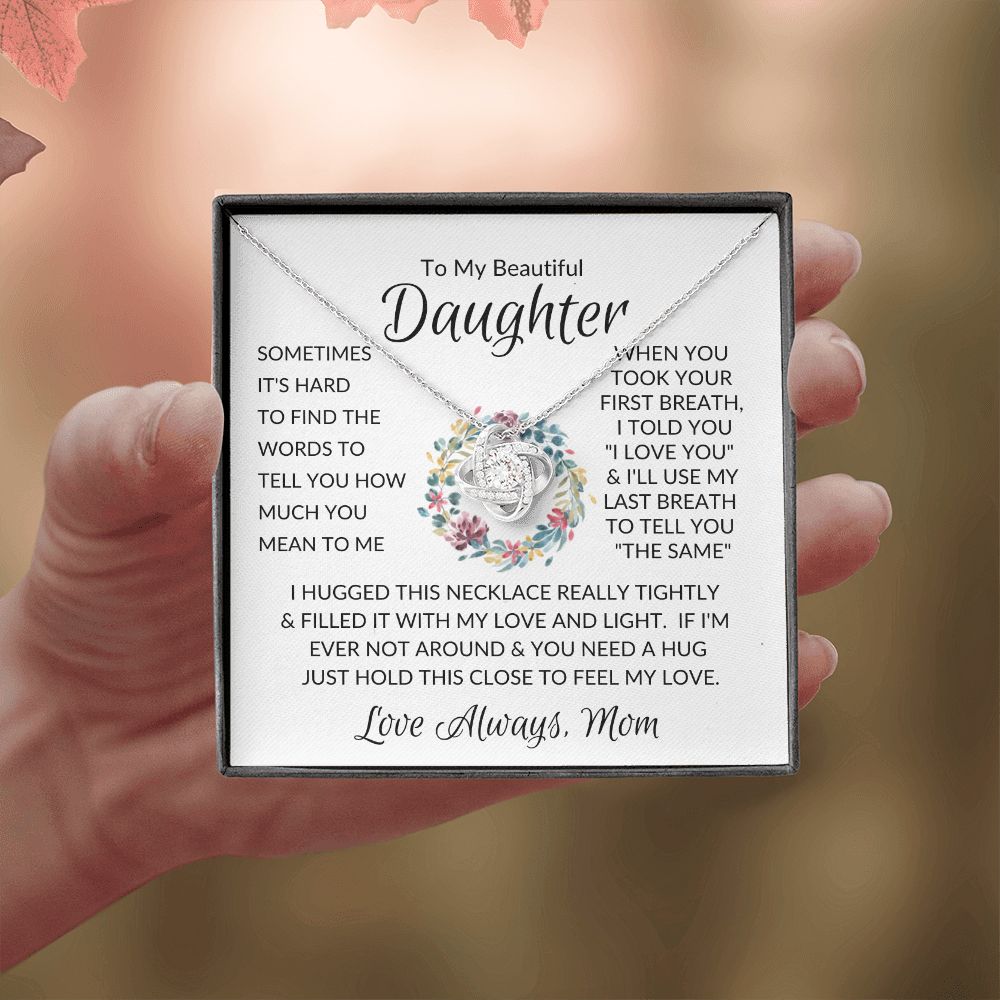 Beautiful Daughter Flower Ring Love Knot Necklace