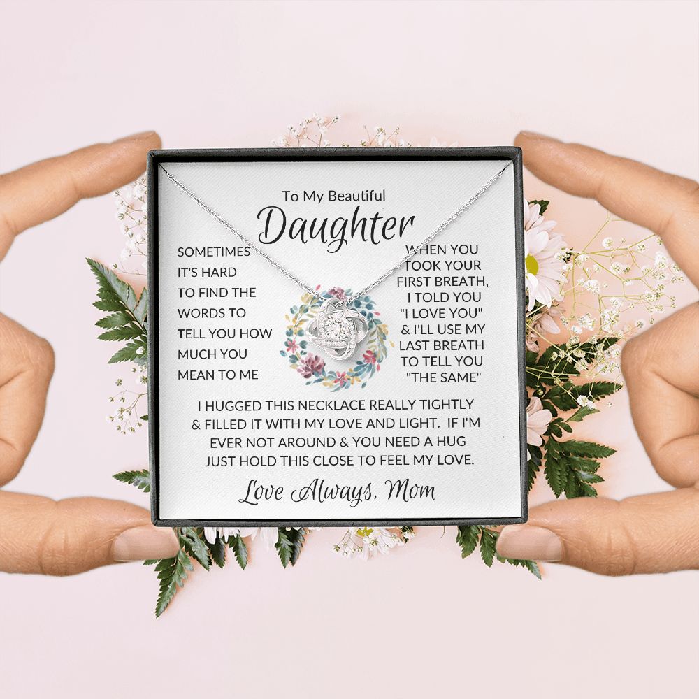 Beautiful Daughter Flower Ring Love Knot Necklace