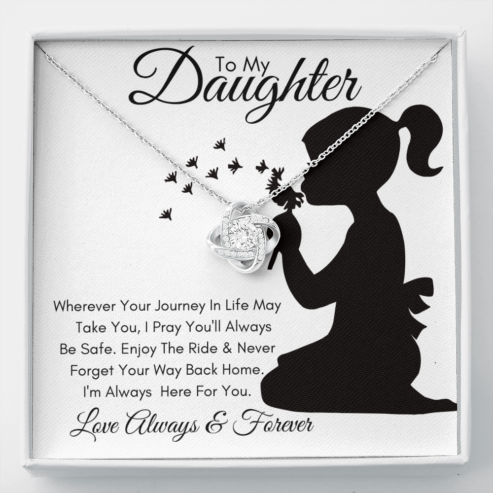 Daughter Silhouette Journey / Love Knot Necklace