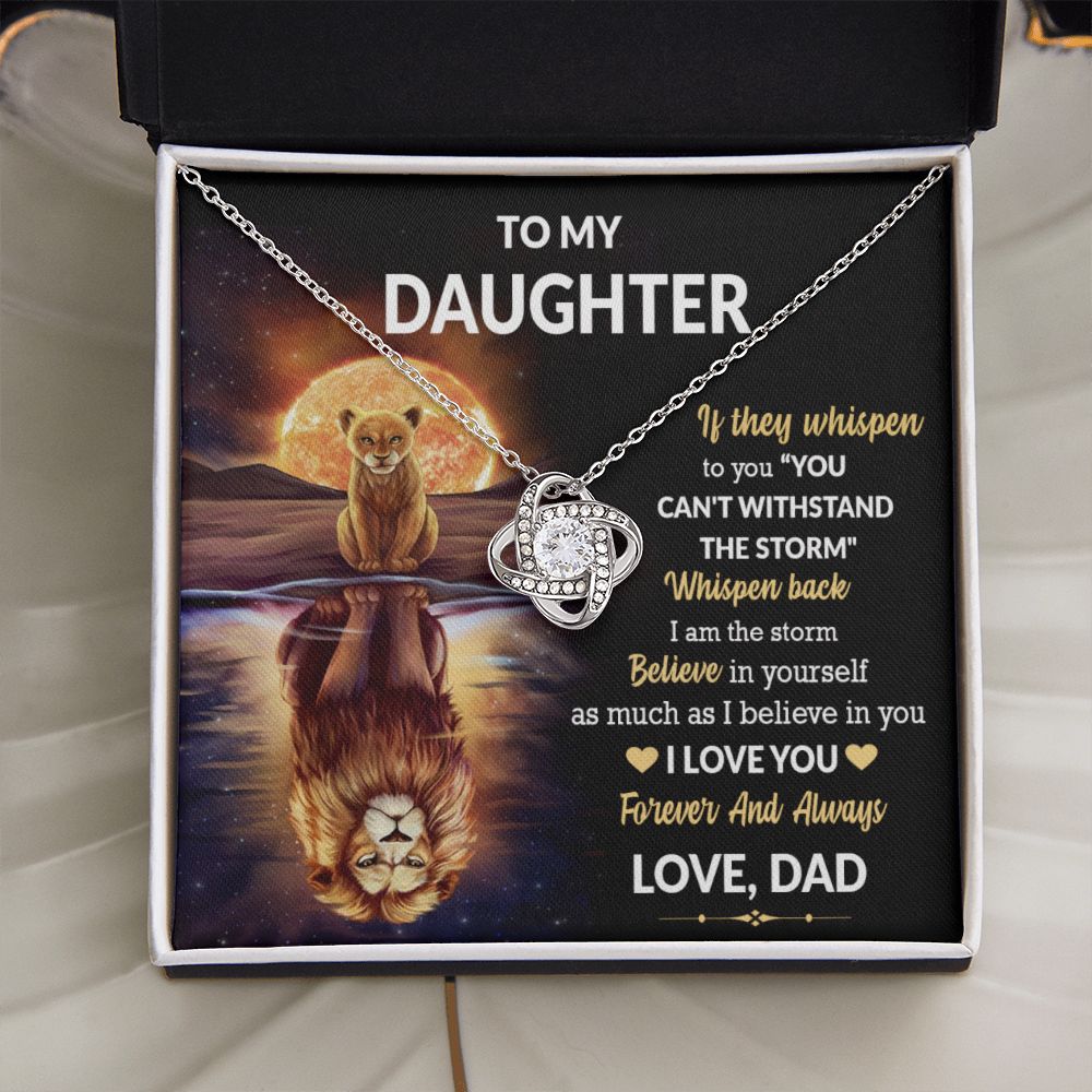 Daughter Lion Storm Whisper Love Knot Necklace