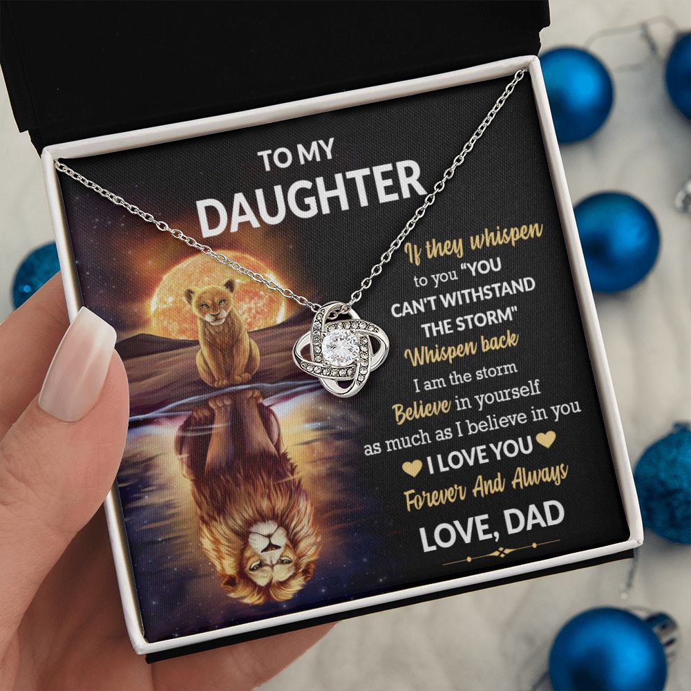 Daughter Lion Storm Whisper Love Knot Necklace