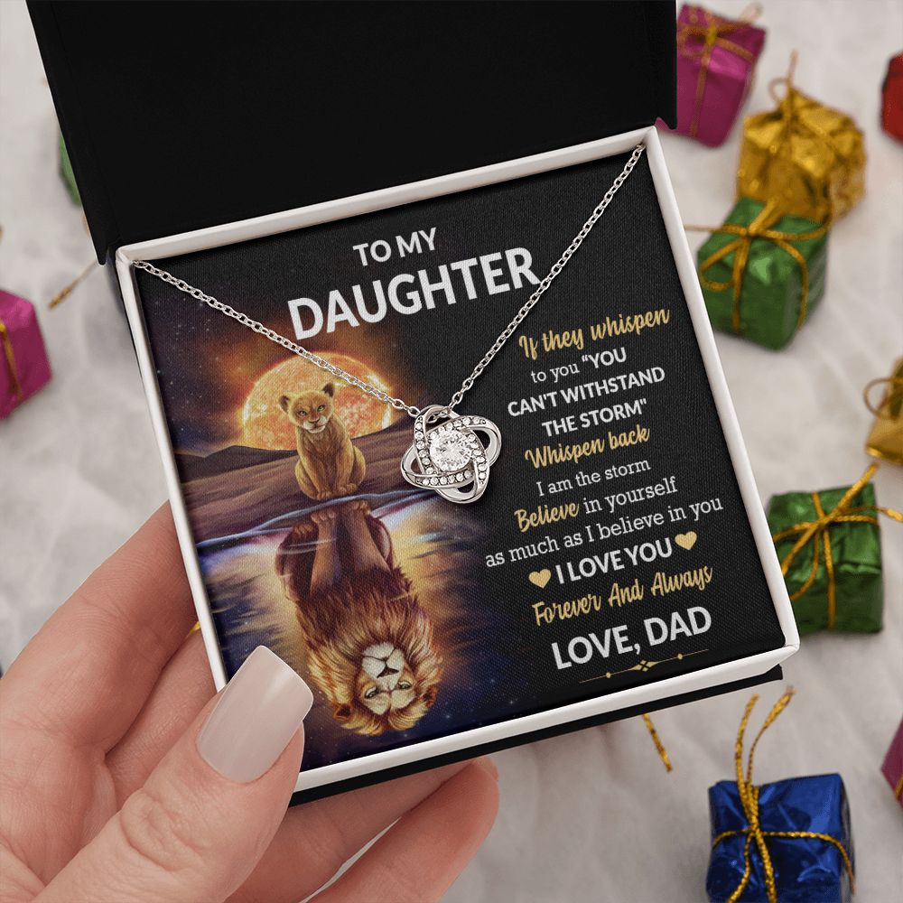 Daughter Lion Storm Whisper Love Knot Necklace