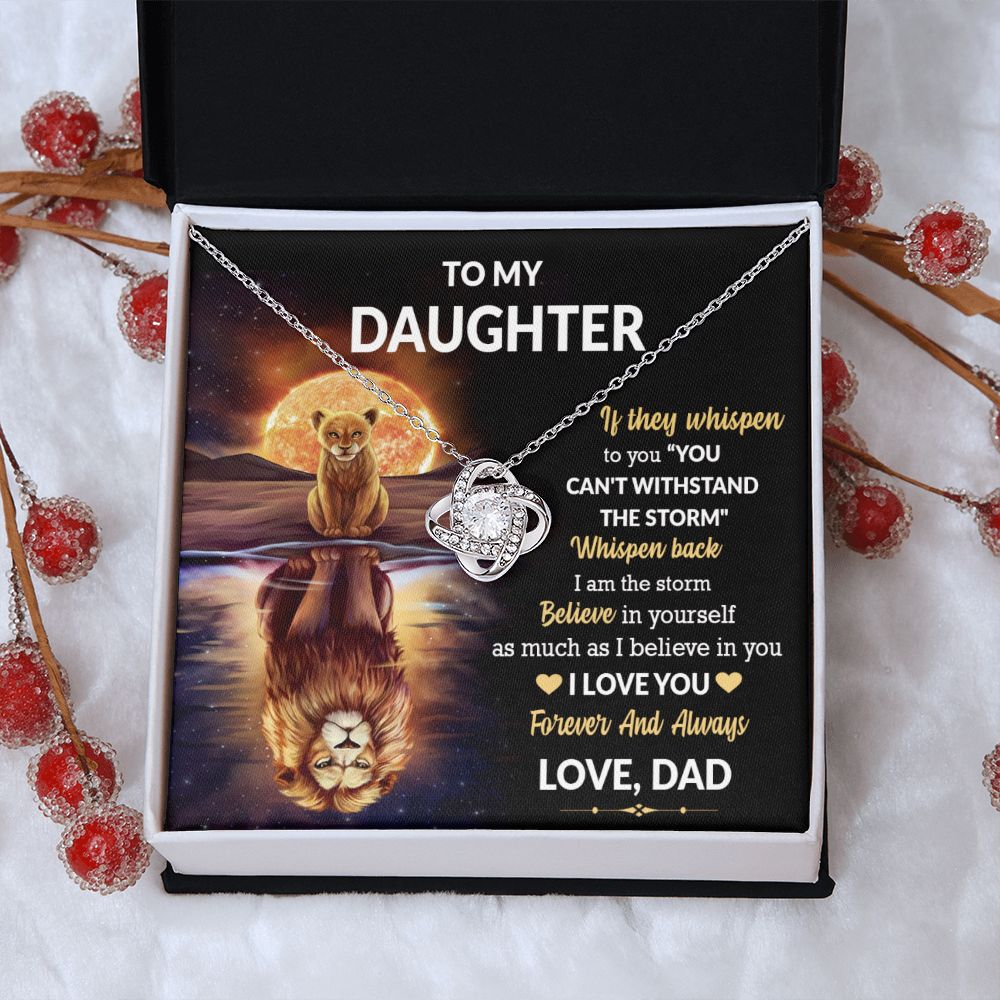 Daughter Lion Storm Whisper Love Knot Necklace