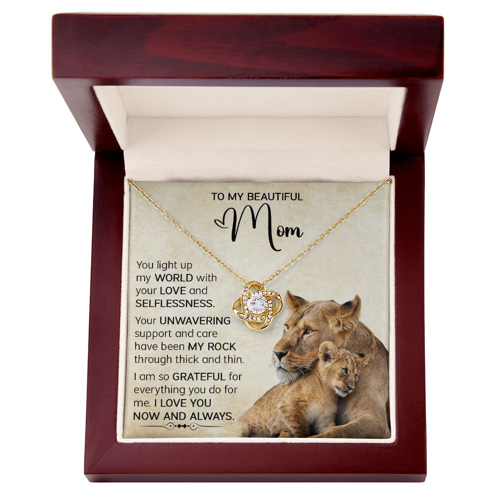 Mom Lioness My World Love Knot Necklace