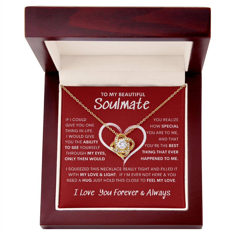 Beautiful Soulmate Special Big Red Heart Love Knot Necklace
