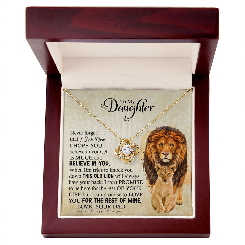 Daughter Dad Old Lion Promise Love Knot Necklace