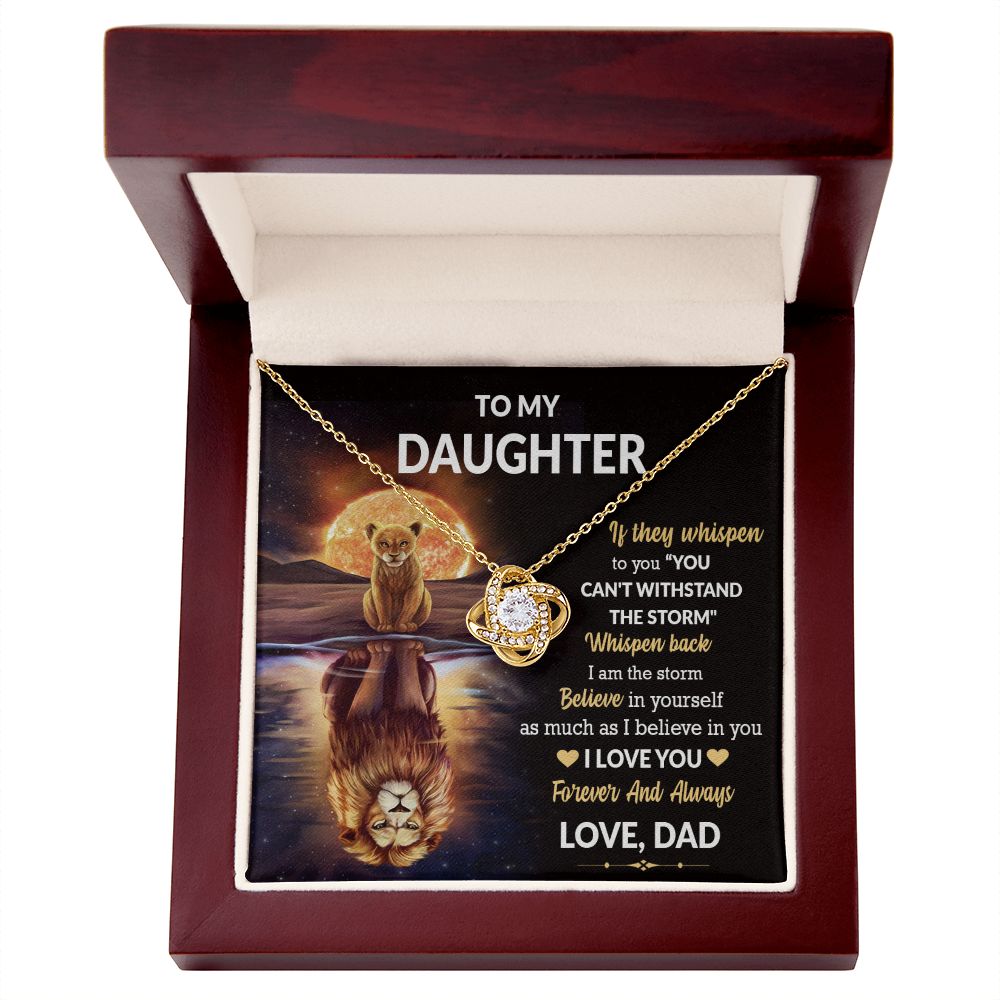 Daughter Lion Storm Whisper Love Knot Necklace