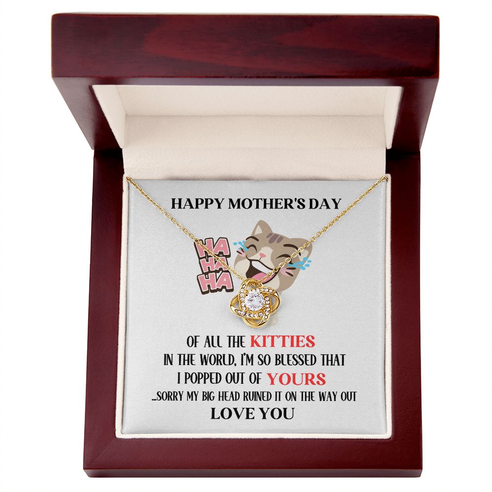 Mother's Day Your Brown Kitty Love Knot Necklace
