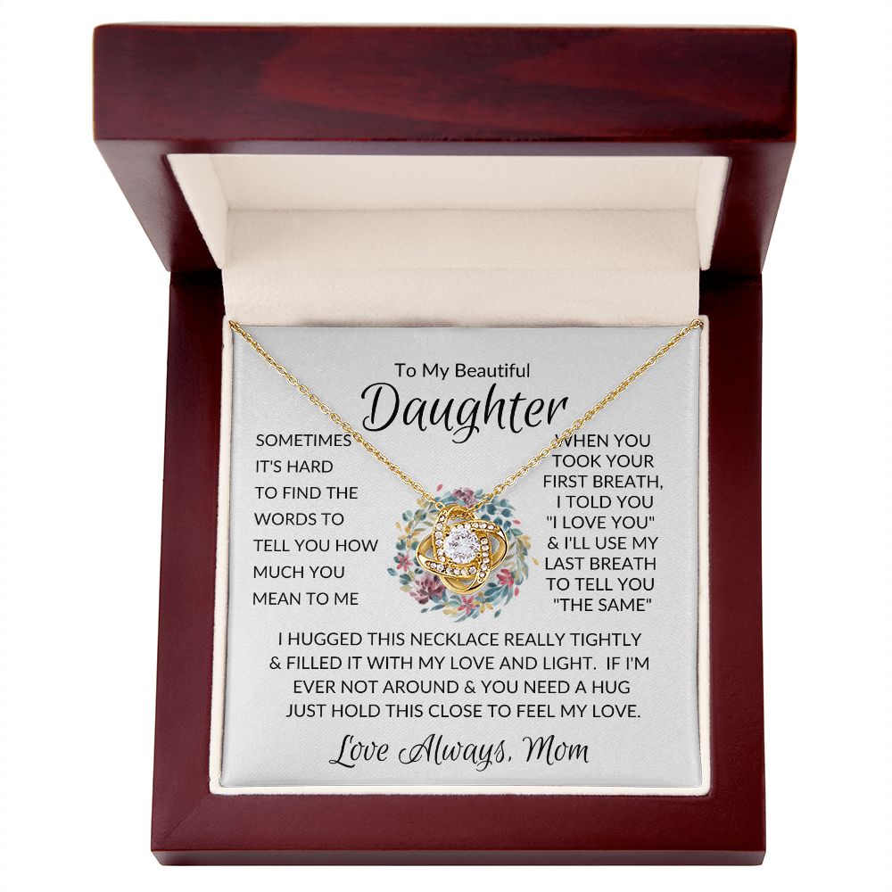 Beautiful Daughter Flower Ring Love Knot Necklace